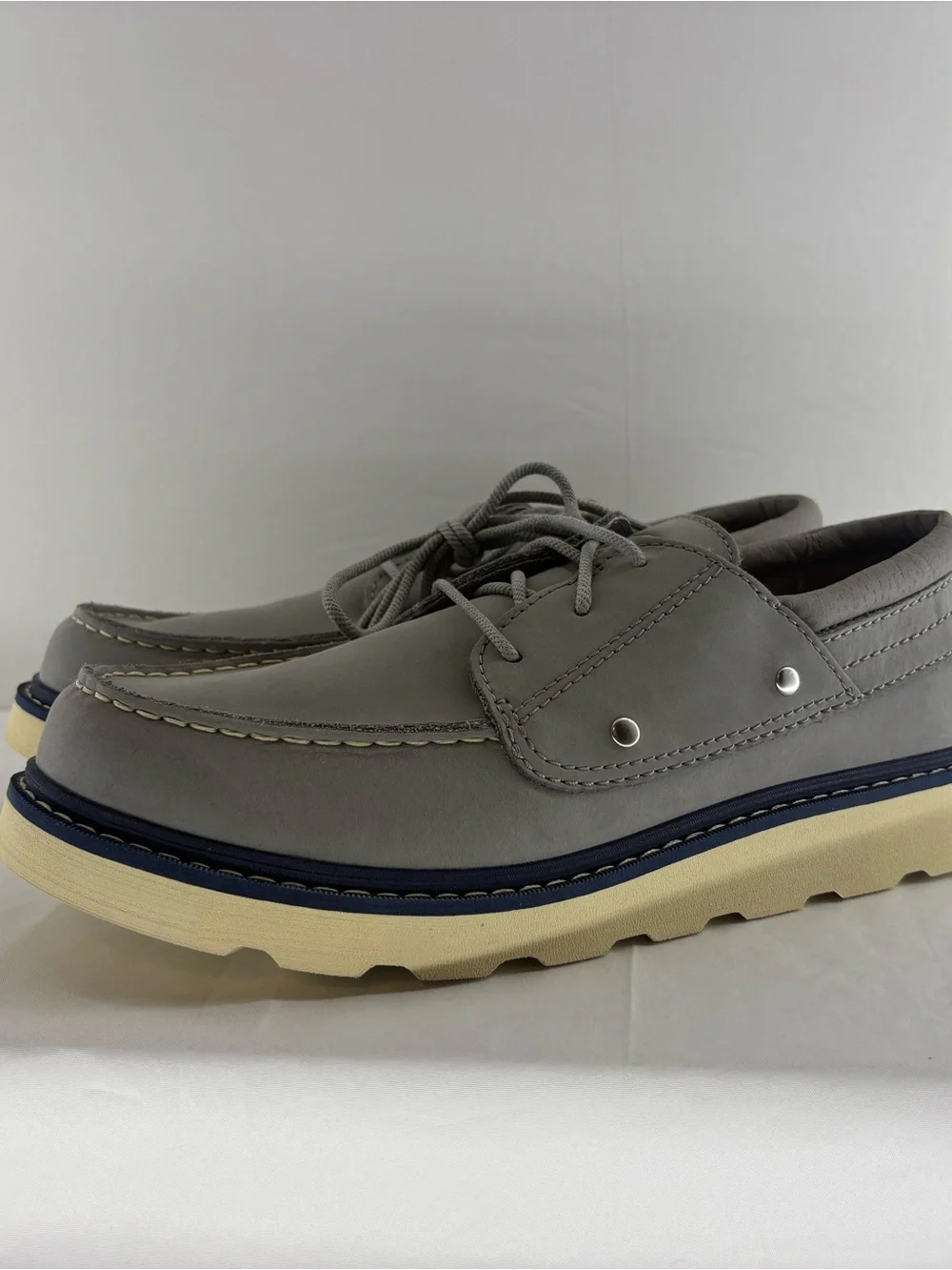Sorel Slabtown 62 Mariner Gray and Navy Men's Boat Shoes size 12 NEW